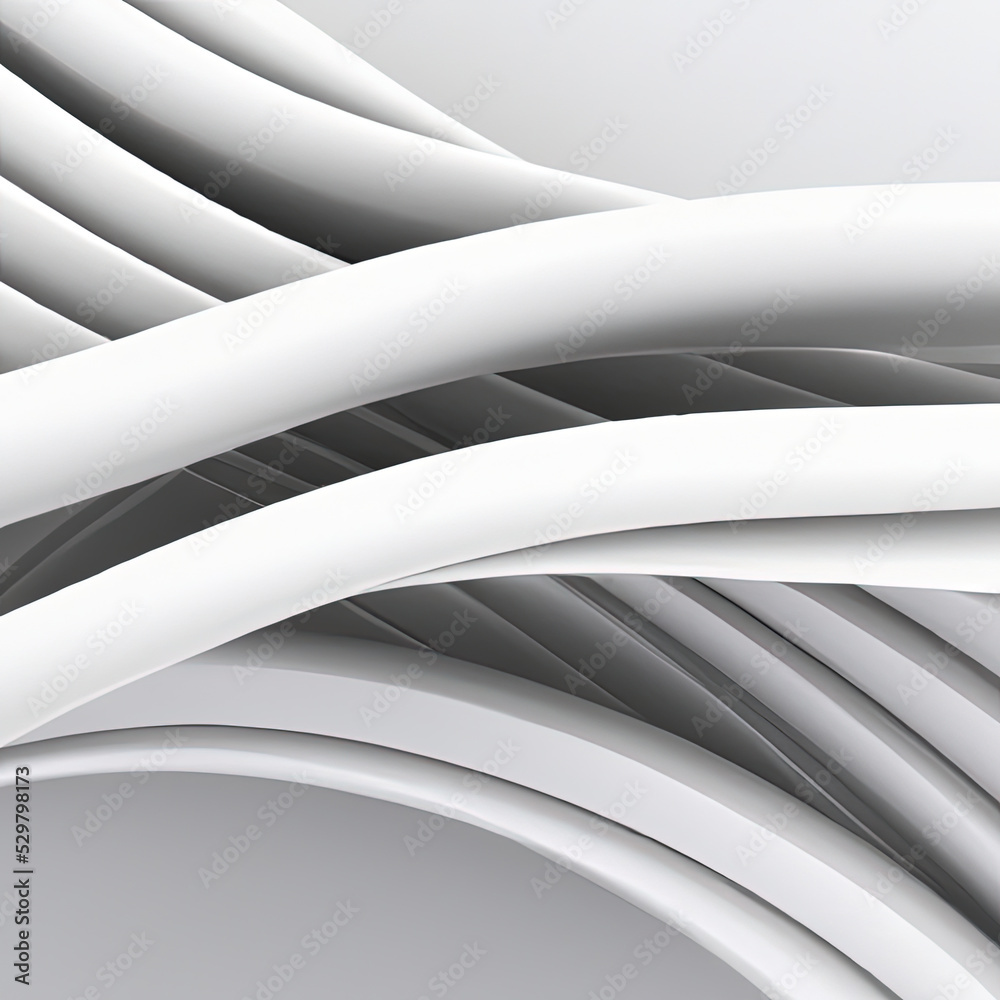 abstract 3d render of lines in white and grey - obrazy, fototapety, plakaty 