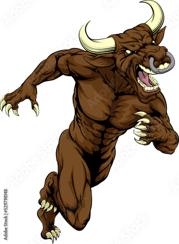 Bull mascot charging