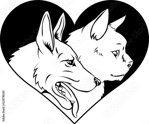 Cat and dog pet heart
