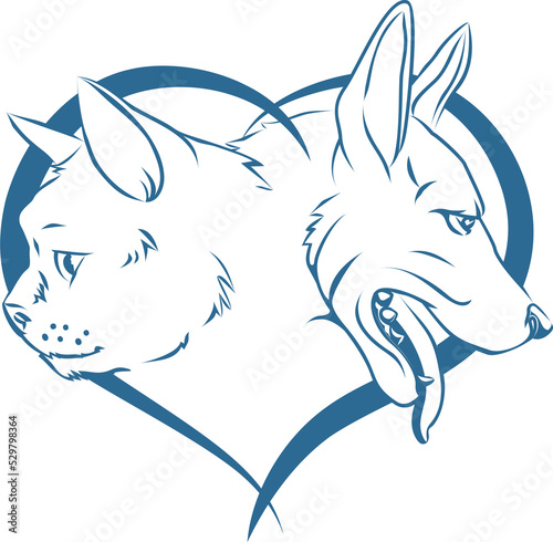 Cat and dog heart concept