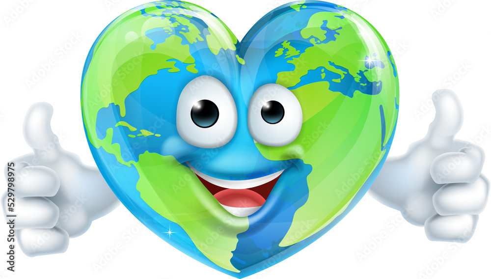 Earth Day Heart World Cartoon Character Earth Day Heart World Cartoon Character
