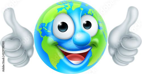 Earth Globe Cartoon Character