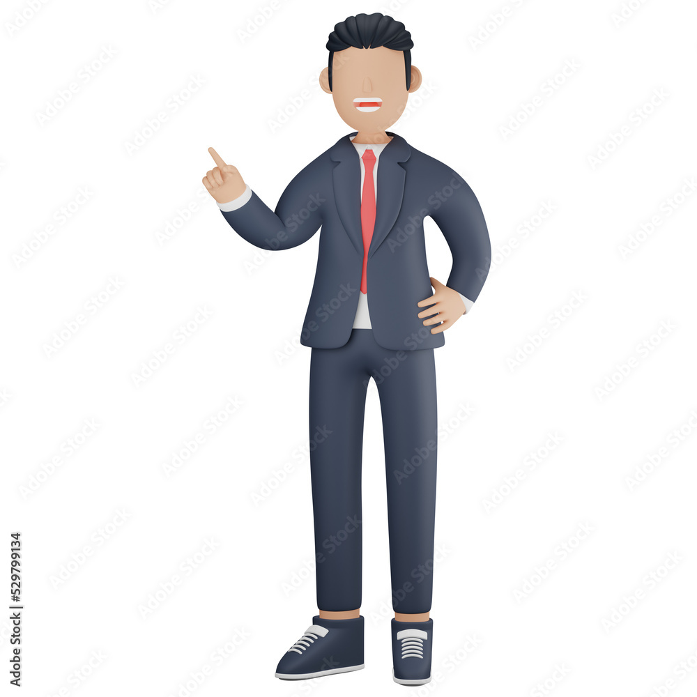 Businessman pointing finger 3d character illustration Businessman pointing finger 3d character illustration