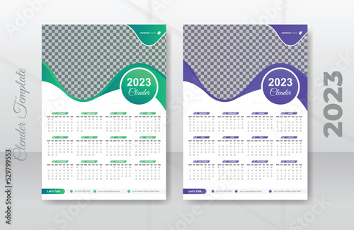 Minimal wall calendar 2023 template design and Colorful business  New year Desk Calendar annual diary planner schedule 2023