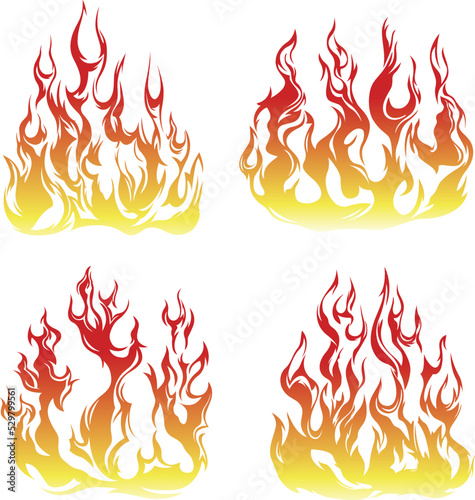 Fire flames isolated on white background. Tribal tattoo design.