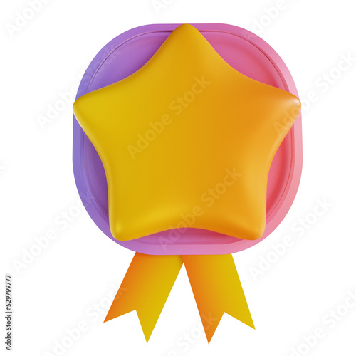 3D illustration colorful champion medal