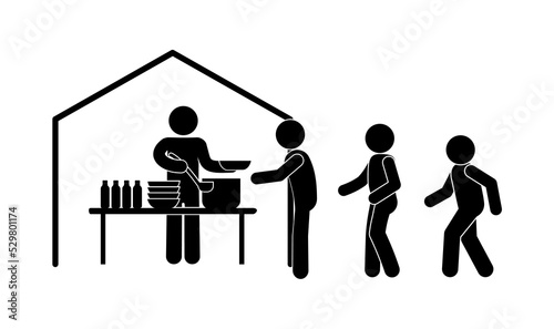 free food distribution, charity illustration, volunteer helps people