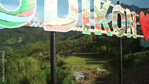 Point of view for mount Kinabalu from sosodikon hill. Real time footage  photo