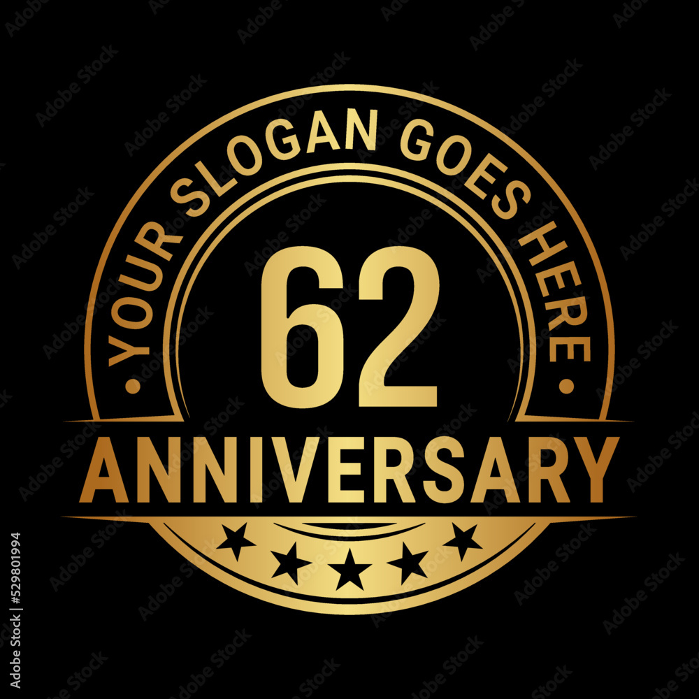 Fototapeta premium 62 years anniversary logo design template. Vector illustration