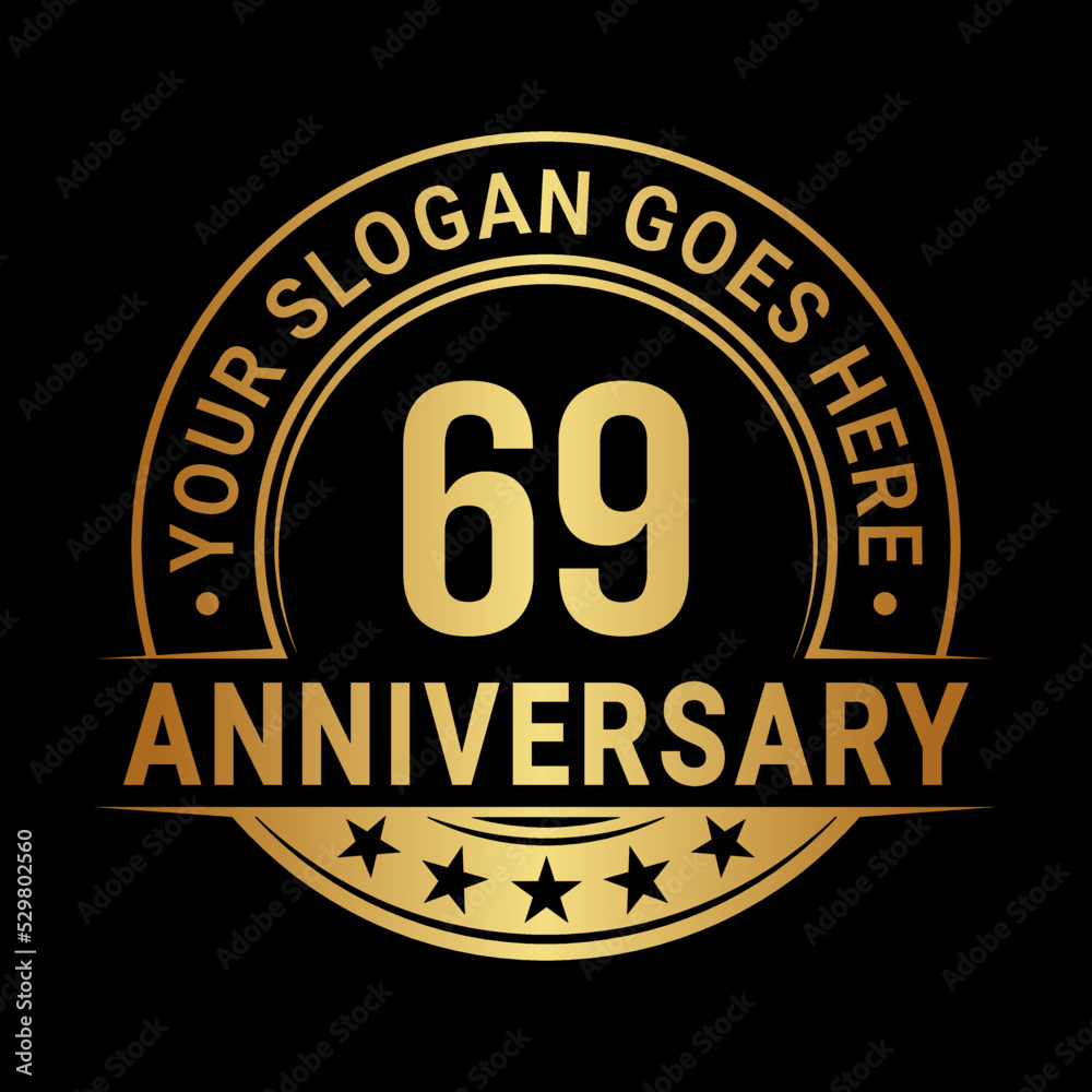 Fototapeta premium 69 years anniversary logo design template. Vector illustration