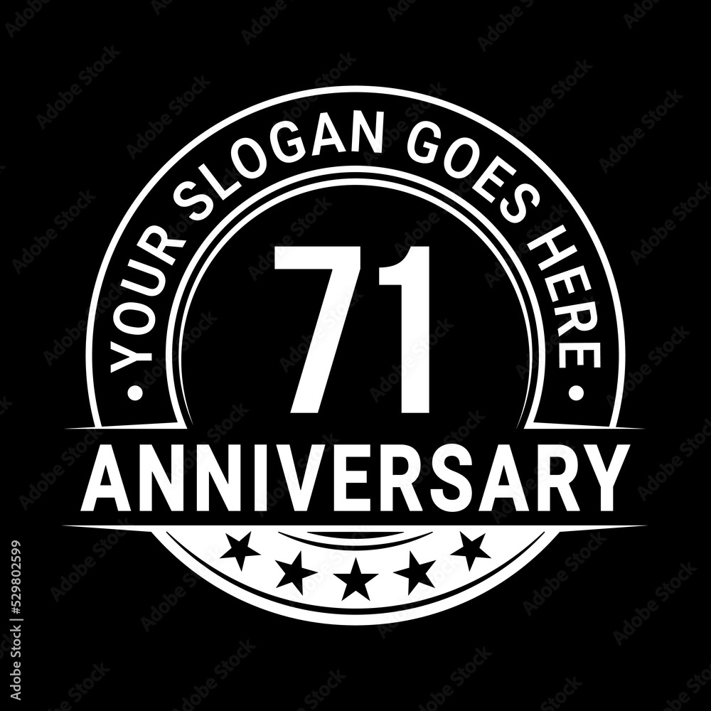 Fototapeta premium 71 years anniversary logo design template. Vector illustration
