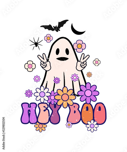 hey boo lettering with boo flower 