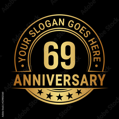 69 years anniversary logo design template. Vector illustration