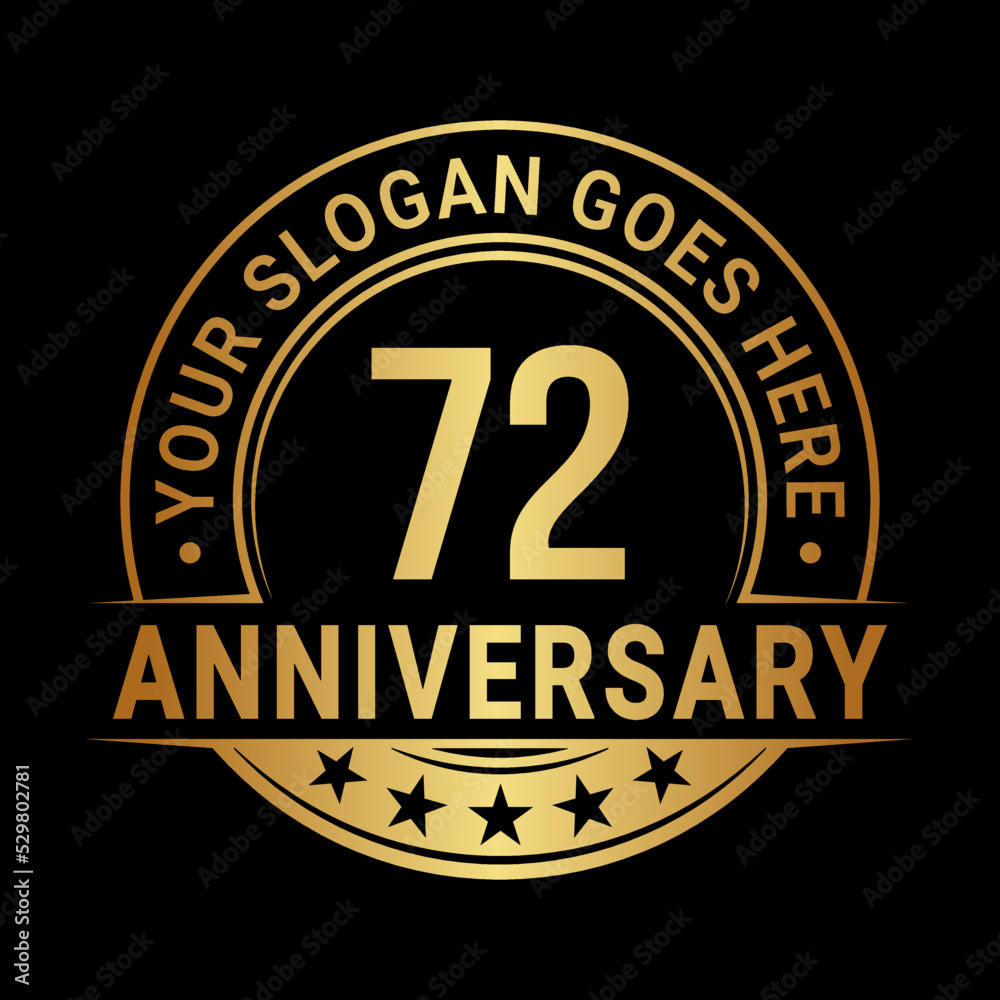 72 years anniversary logo design template. Vector illustration