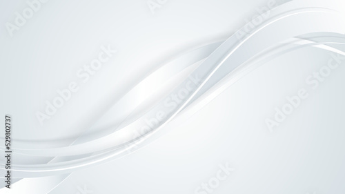 Abstract luxury 3D white and gray ribbon wave curved lines on clean background © rarinlada