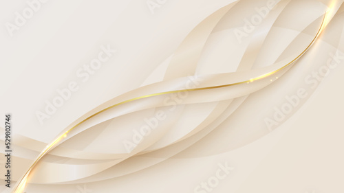 Abstract luxury style golden wave lines on white background