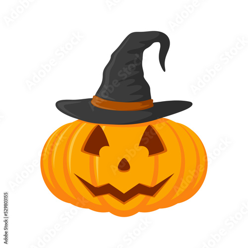 Halloween Pumpkin with hat isolated on white background
