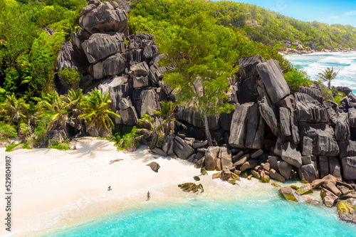 Grand Anse - one of the most beautiful beach of Seychelles. La Digue Island, Seychelles