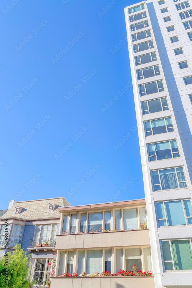 Low-rise and high-rise residential buildings against the sky at San Francisco, CA