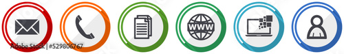 Web and internet vector icon set, flat design circle web buttons, social media and technology concept illustration