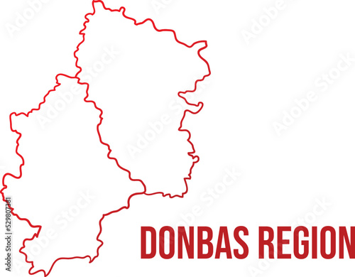 Donbas region red gradient isolated map