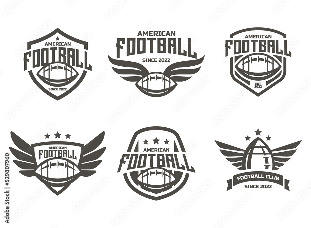 Set of sports logos, games in American football. Football logos