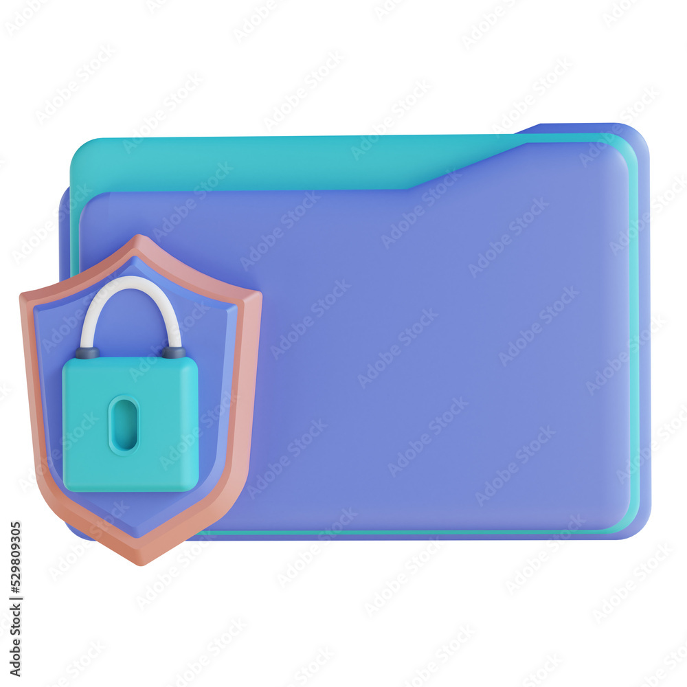 3D illustration security lock folder 3D illustration security lock folder