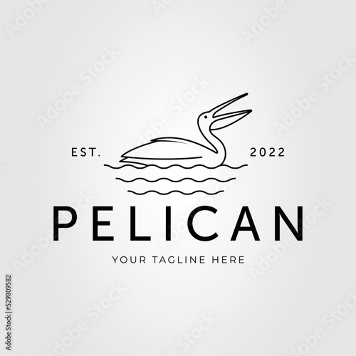 hunting pelican or stork on water logo vector illustration design
