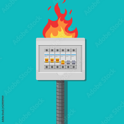 Burning switchboard from overload vector