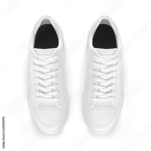 Mockup of basic white sneakers from above with semitransparent shadow