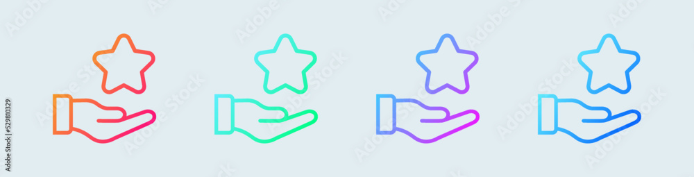 Rating line icon in gradient colors. Rate us signs vector illustration.