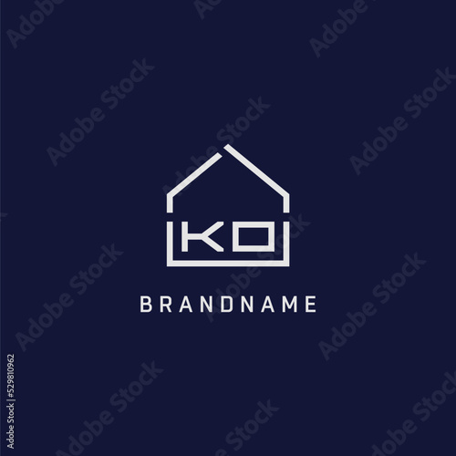 Initial letter KO roof real estate logo design ideas