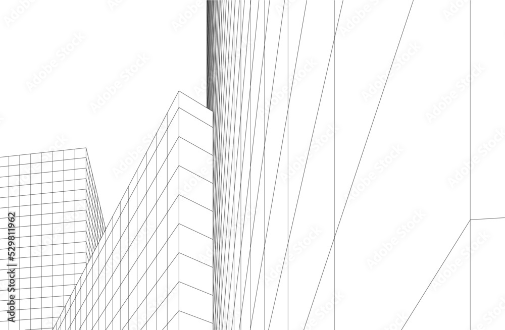 View of modern architecture 3d illustration View of modern architecture 3d illustration