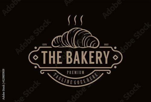 Vintage Retro Bakery Bake Shop Label frame Logo design vector illustration