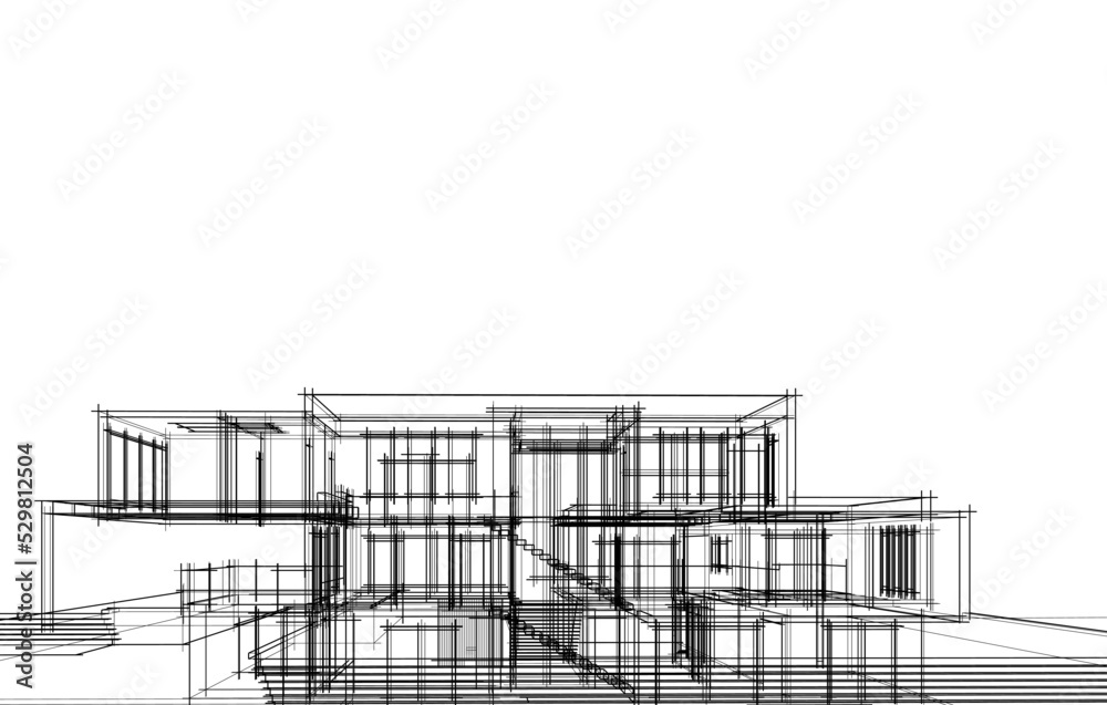 Abstract architecture vector 3d illustration