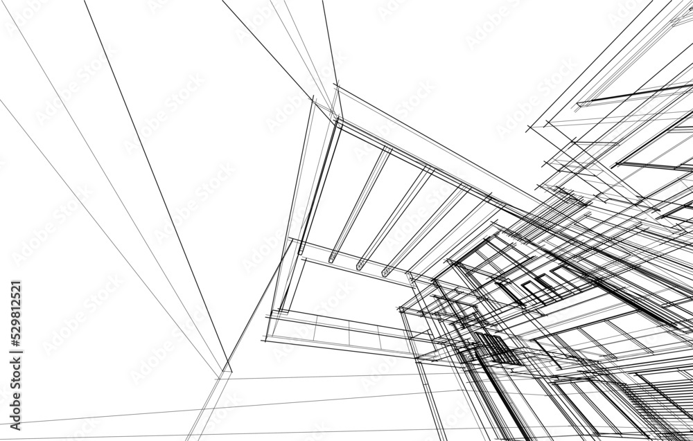 Fototapeta premium Abstract architecture vector 3d illustration
