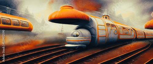 Artistic concept painting of a beautiful train, background illustration. © 4K_Heaven