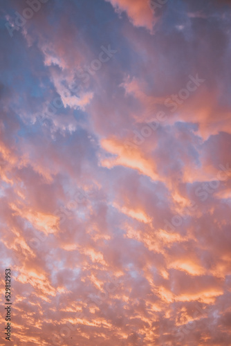 Fototapeta Naklejka Na Ścianę i Meble -  sunset sky with clouds - fire in the clouds - anime like clouds during dusk
