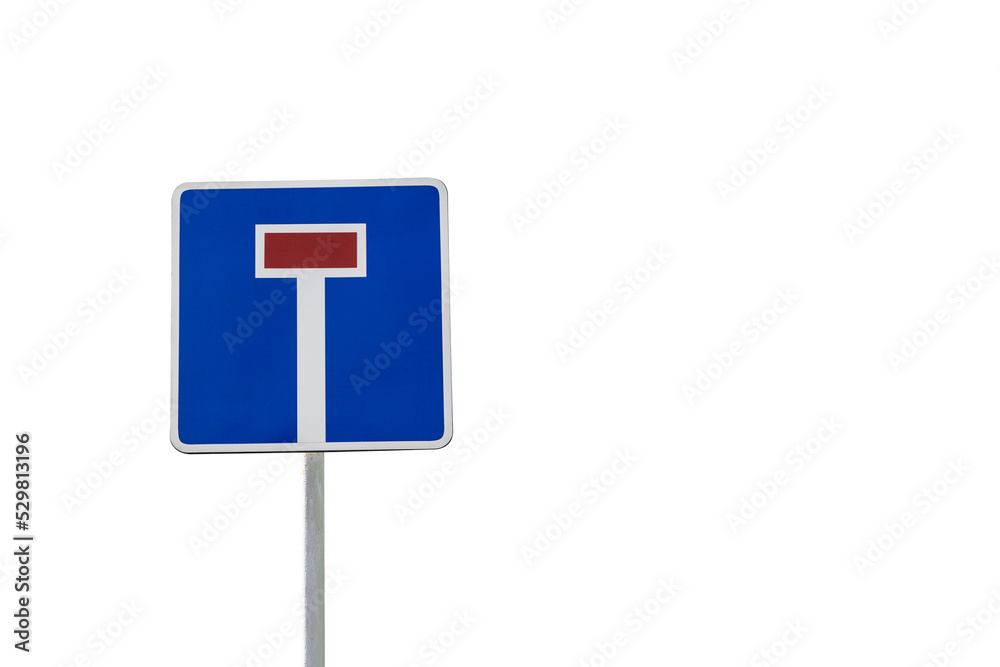 Road sign dead end. No way sign isolated on white background. Road sign dead end. No way sign isolated on white background.