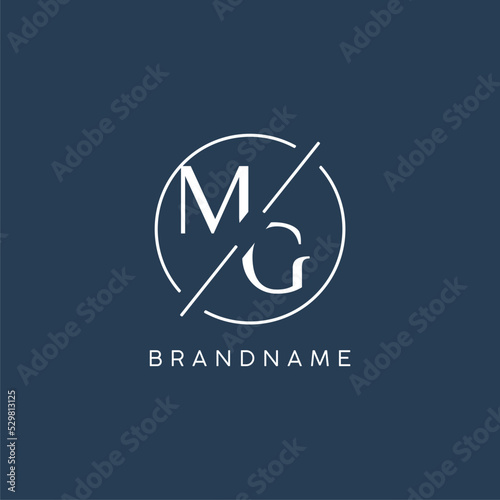 Initial letter MG logo monogram with circle line style