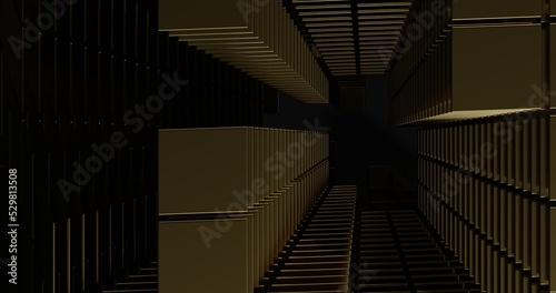 abstract background using overlapping square pattern facing forward with gold texture, 3d rendering and 4K size