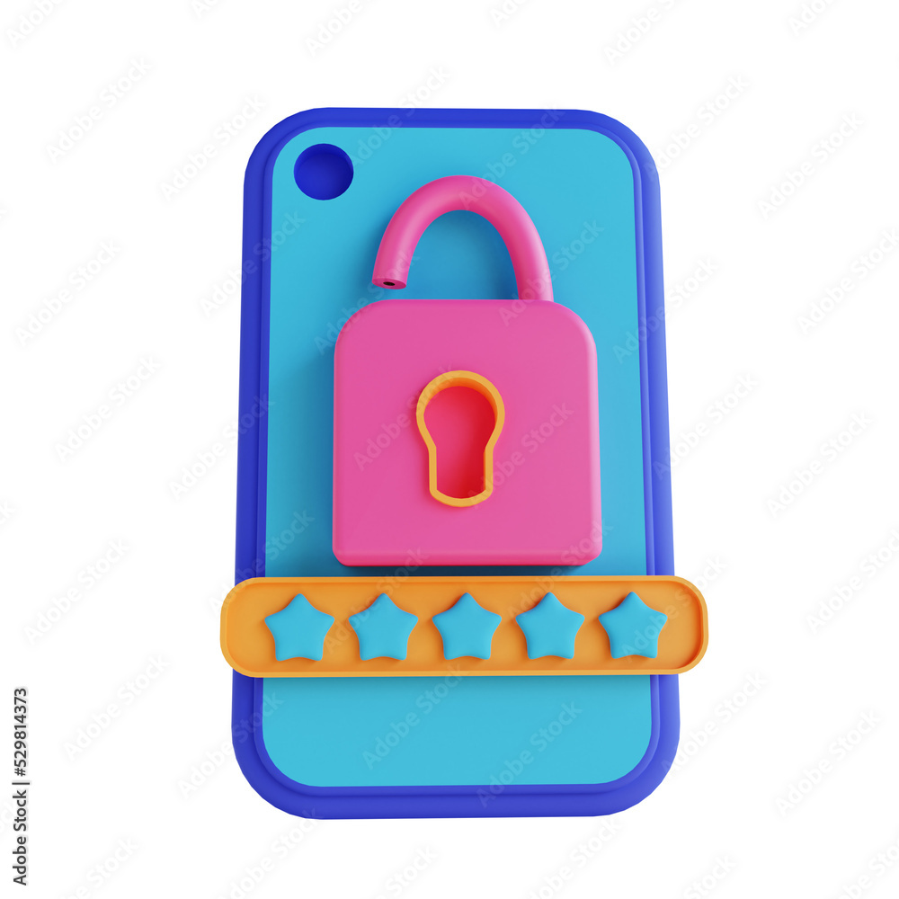 3D illustration mobile password unlock 3D illustration mobile password unlock