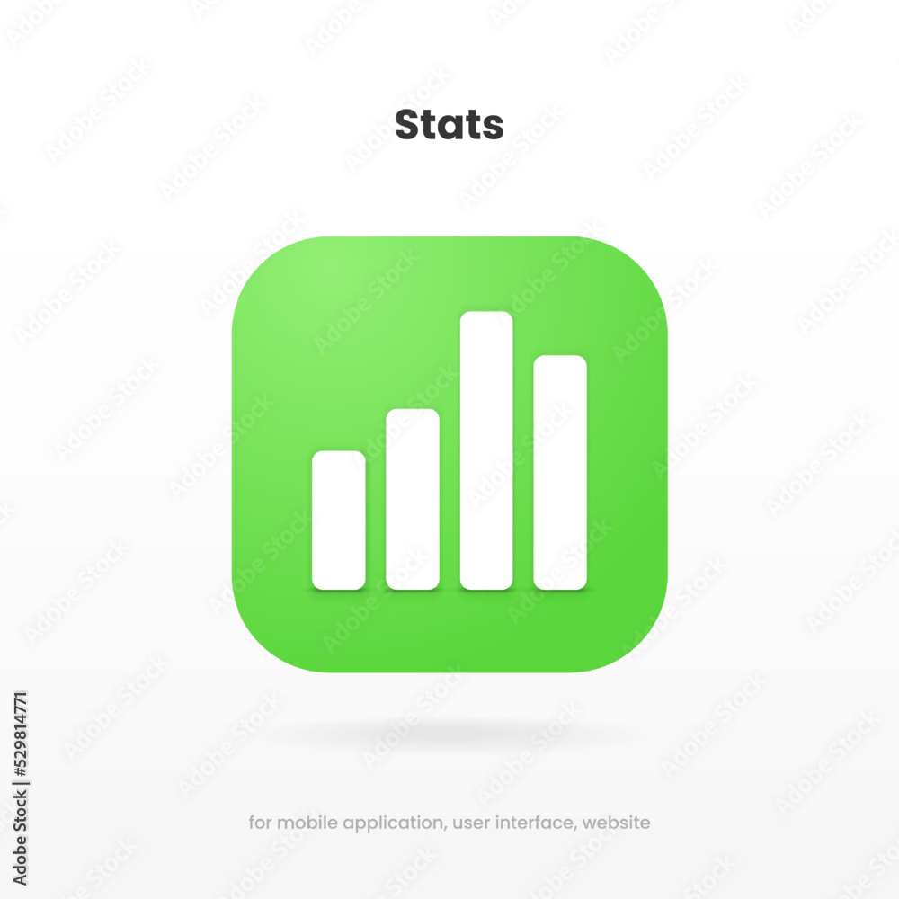 3d financial analysis stats icon. Growing graph. Business chart symbol ...