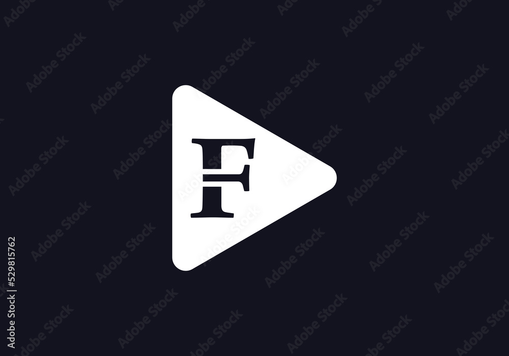 Music and video play button icon design vector with letters F Music and video play button icon design vector with letters F