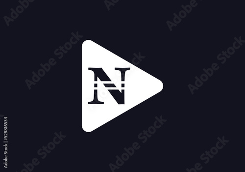 Free Download Music and video play button icon. Play button symbol vector and play button logo with letter N - GFXLoad