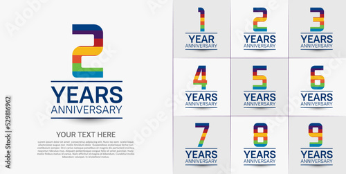 set of anniversary with colorful color can be use for celebration moment