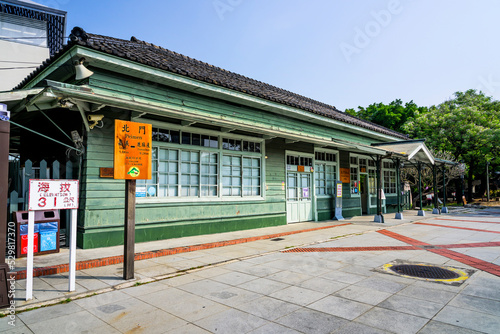 Wooden building view of Beimen railway station in Chiayi, Taiwan. it's a station on the Alishan Forest Railway line in Forestry Bureau, Taiwan.