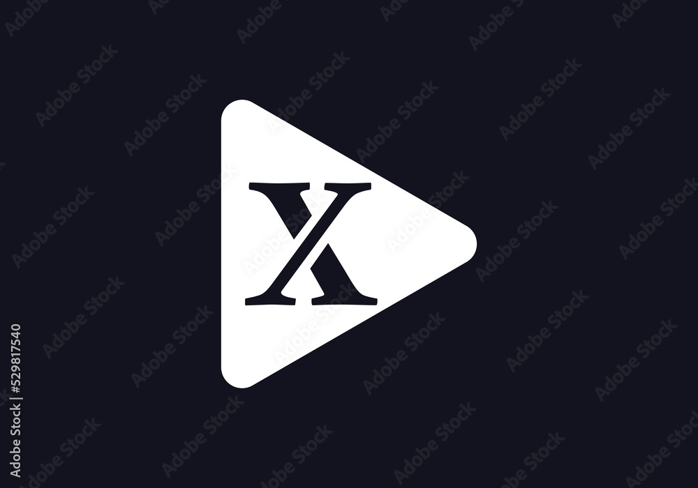 Play button symbol vector and play button logo with letter X Play button symbol vector and play button logo with letter X