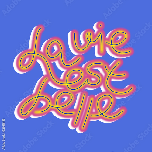 Print la vie est belle french text