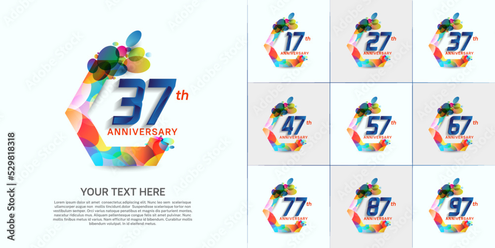 Fototapeta premium set of anniversary with colorful color can be use for celebration moment